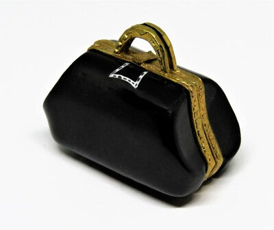LIMOGES FRANCE BOX~ DOCTOR'S LITTLE BLACK BAG & STETHOSCOPE ~MEDICAL~ PEINT MAIN