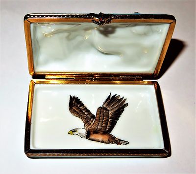 LIMOGES BOX - MAP OF THE UNITED STATES - EAGLE & FLAG - 4TH OF JULY - LE "1/500"