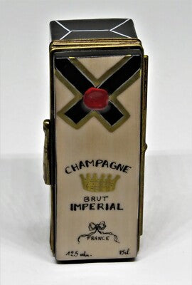 LIMOGES BOX - PARRY-VIEILLE - CRATE & BOTTLE OF BRUT CHAMPAGNE - NEW YEAR'S EVE