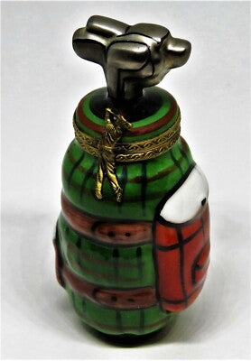 LIMOGES FRANCE BOX ~ GREEN PLAID GOLF BAG & CLUBS ~ PEINT MAIN ~ GERARD RIBIERRE