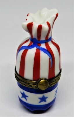 LIMOGES FRANCE BOX - CHAMART - BAG FOR CANDY - SACK - STARS & STRIPES - JULY 4TH