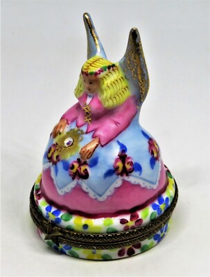 LIMOGES FRANCE BOX ~ LIMOGES IMPORTS ~ MILLENNIUM ANGEL ~LE 232/2000~ PEINT MAIN