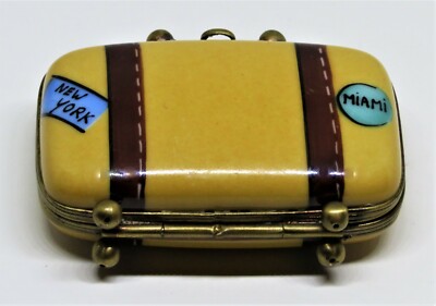 LIMOGES BOX~ TRAVEL SUITCASE ~LUGGAGE~ MIAMI & LAS VEGAS & PARIS & NEW YORK ~ LE