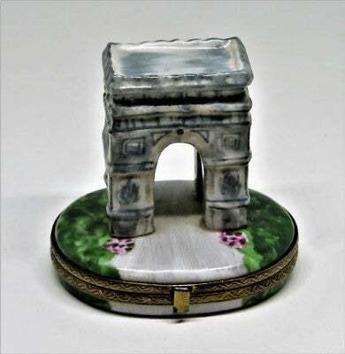LIMOGES FRANCE BOX ~ ROCHARD ~ ARC DE TRIOMPHE ~ PARIS ~ FLOWERS ~ PEINT MAIN