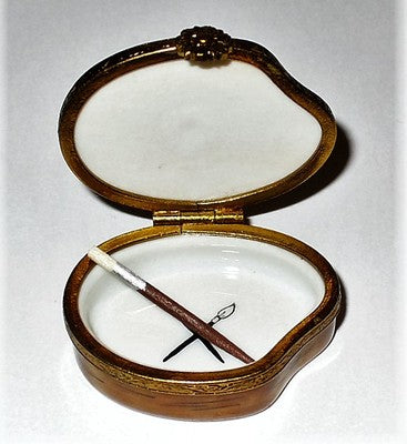 LIMOGES FRANCE BOX ~ ARTIST'S PAINT SET ~ PALETTE & BRUSHES ~ PEINT MAIN