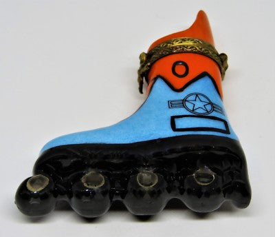 LIMOGES FRANCE BOX~ ROLLER SKATE ~ROLLERBLADE~ INLINE SKATE ~SPORTS~ PEINT MAIN