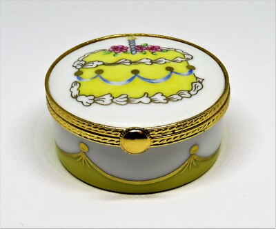 LIMOGES BOX - TIFFANY & CO. - LE TALLEC - BIRTHDAY CAKE & CANDLE - SWAGS & ROSES