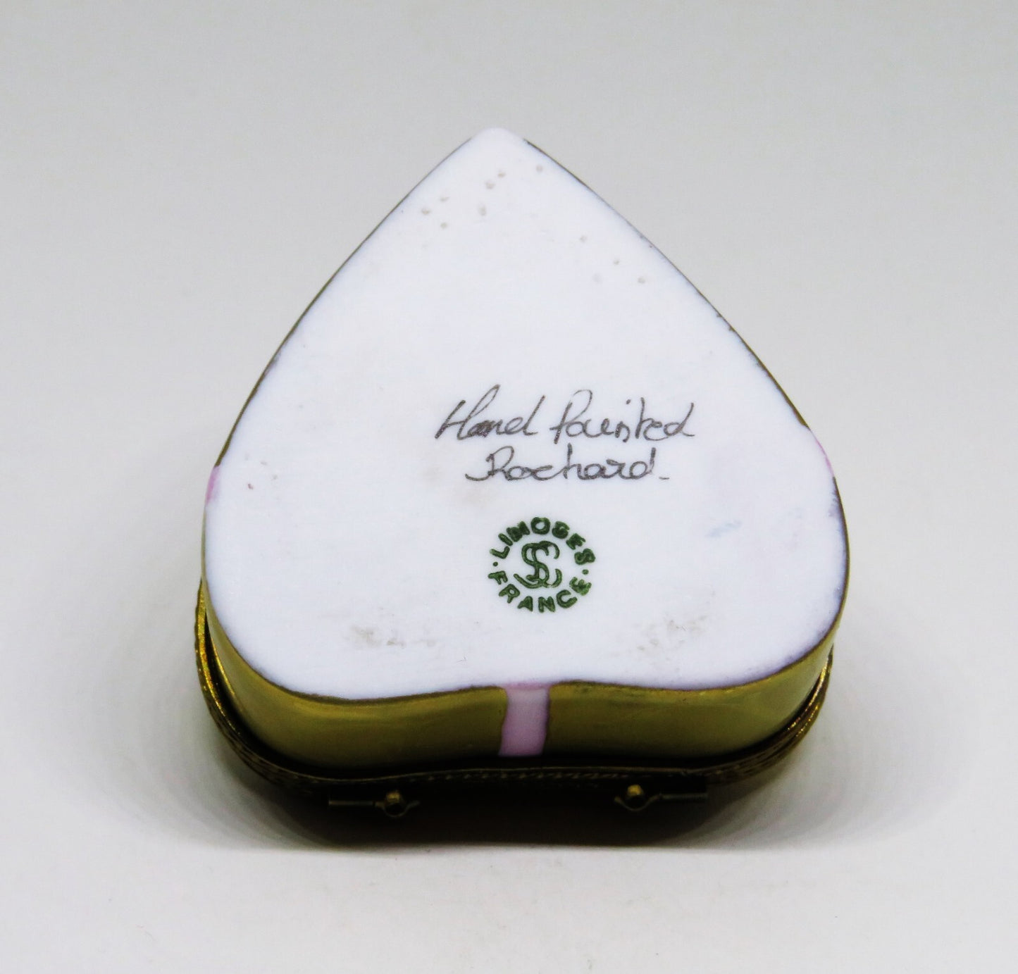 LIMOGES BOX ~ ROCHARD ~ GOLD HEART & CANDY & BOW ~ "WITH LOVE" ~ ANNIVERSARY