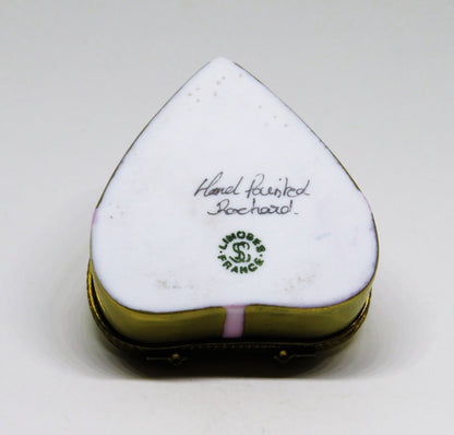 LIMOGES BOX ~ ROCHARD ~ GOLD HEART & CANDY & BOW ~ "WITH LOVE" ~ ANNIVERSARY