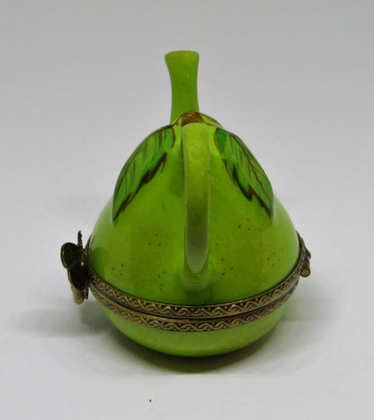 LIMOGES FRANCE BOX - PEAR TEA POT - TEAPOT - BUTTERFLY CLASP - WATERING CAN