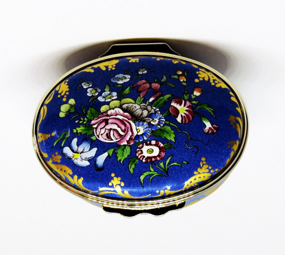 HALCYON DAYS ENGLISH ENAMEL BOX - ANTIQUE LONDON FLORAL - FLOWERS - 18TH CENTURY