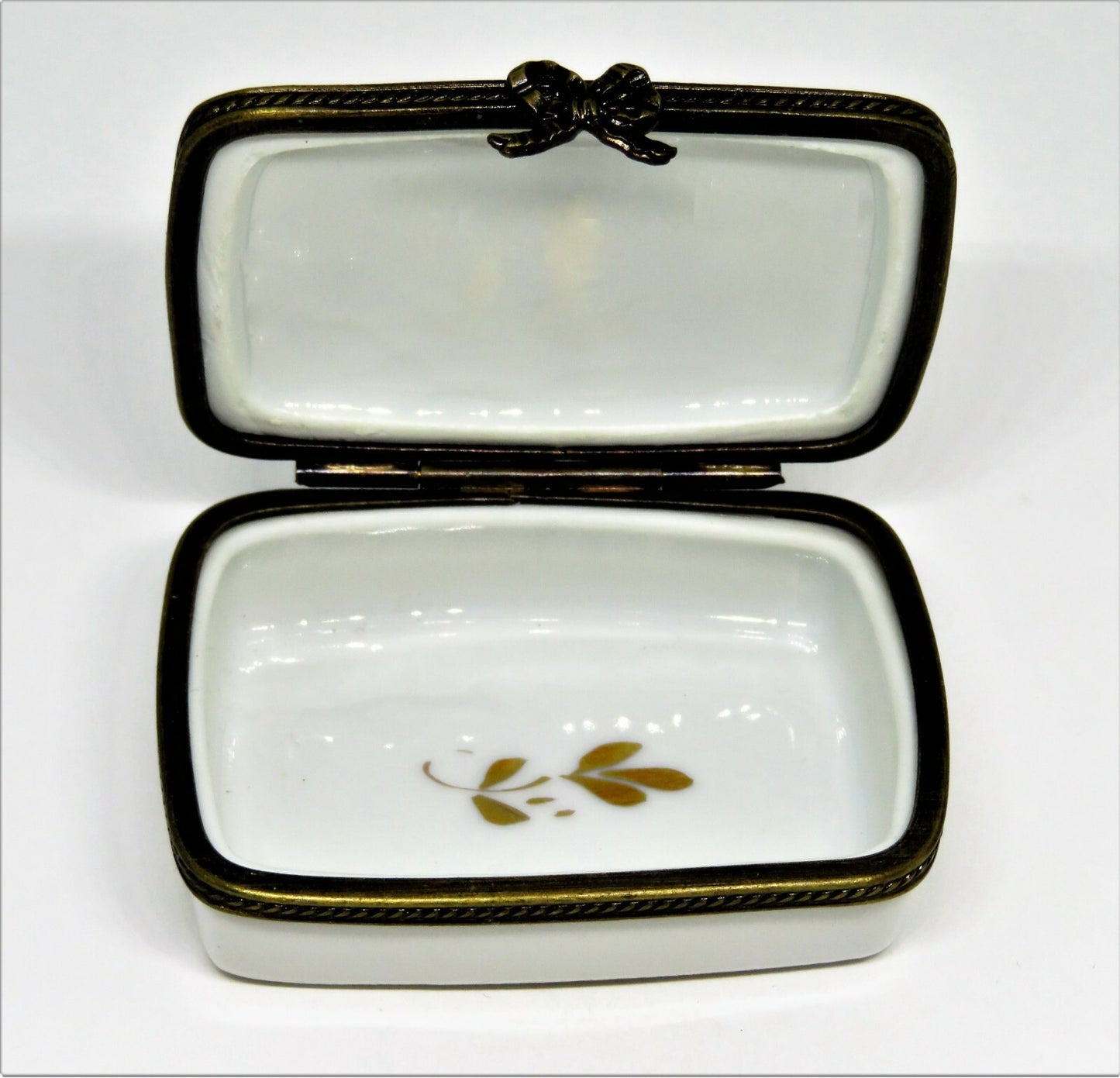 LIMOGES FRANCE BOX - NORDSTROM RECTANGLE - "N" - GOLD INCRUSTATION