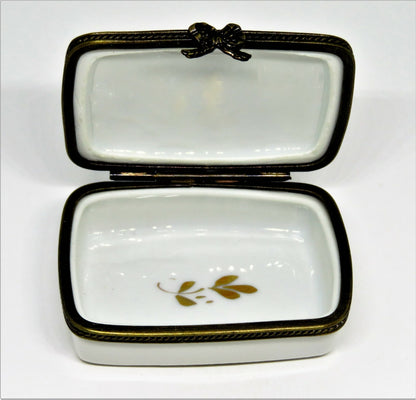 LIMOGES FRANCE BOX - NORDSTROM RECTANGLE - "N" - GOLD INCRUSTATION