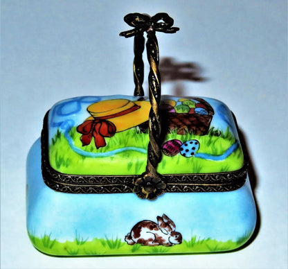 LIMOGES BOX - EASTER BASKET & COLORED EGGS - BONNET - BUNNY ~ LADYBUG