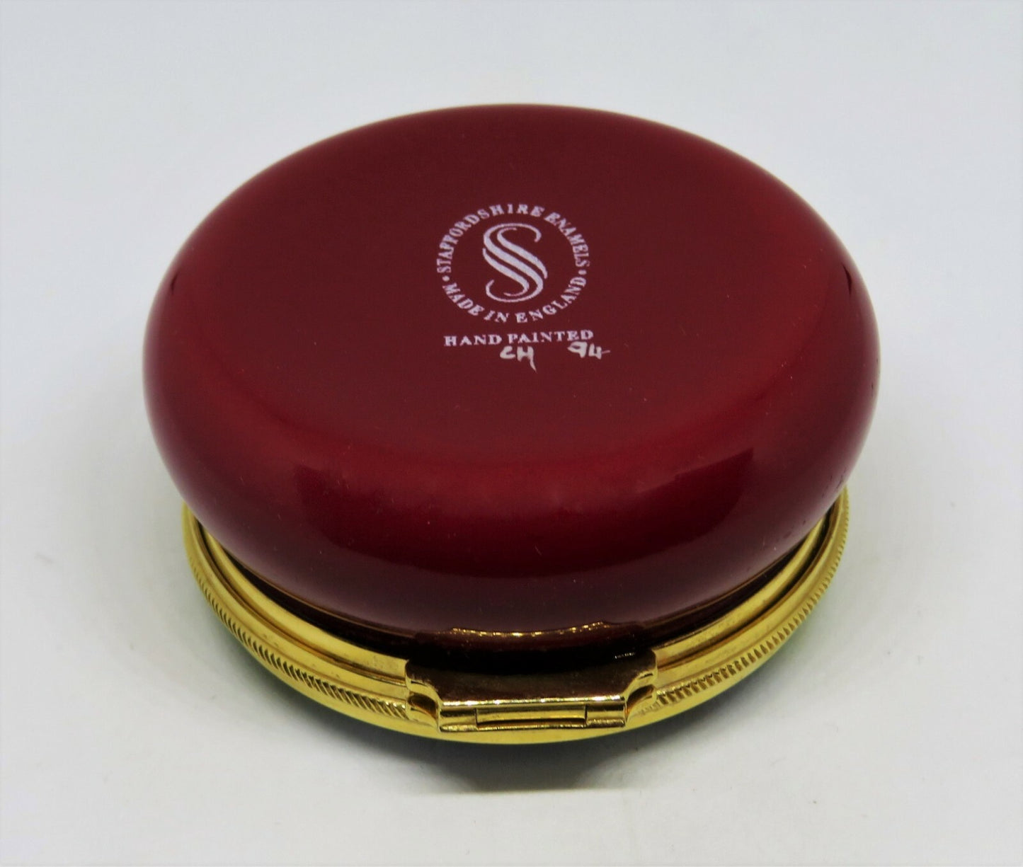 STAFFORDSHIRE ENAMELS  BOX - MOTHER & BABY HORSES - MARE & FOAL - EQUESTRIAN