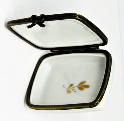 LIMOGES FRANCE BOX - NORDSTROM RECTANGLE - "N" - GOLD INCRUSTATION
