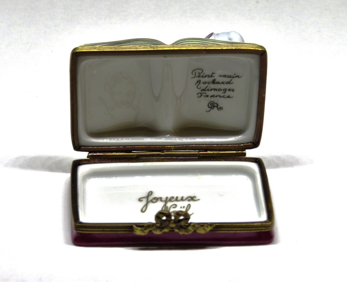 LIMOGES FRANCE BOX - ROCHARD - "TWAS THE NIGHT BEFORE CHRISTMAS" BOOK & 3D MOUSE