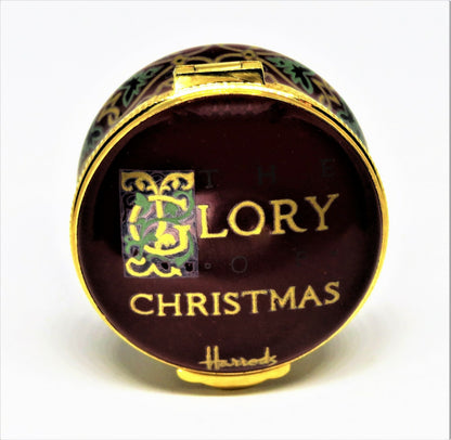 CRUMMLES ENAMEL BOX - HARRODS CHRISTMAS 1990 - "THE GLORY OF CHRISTMAS"