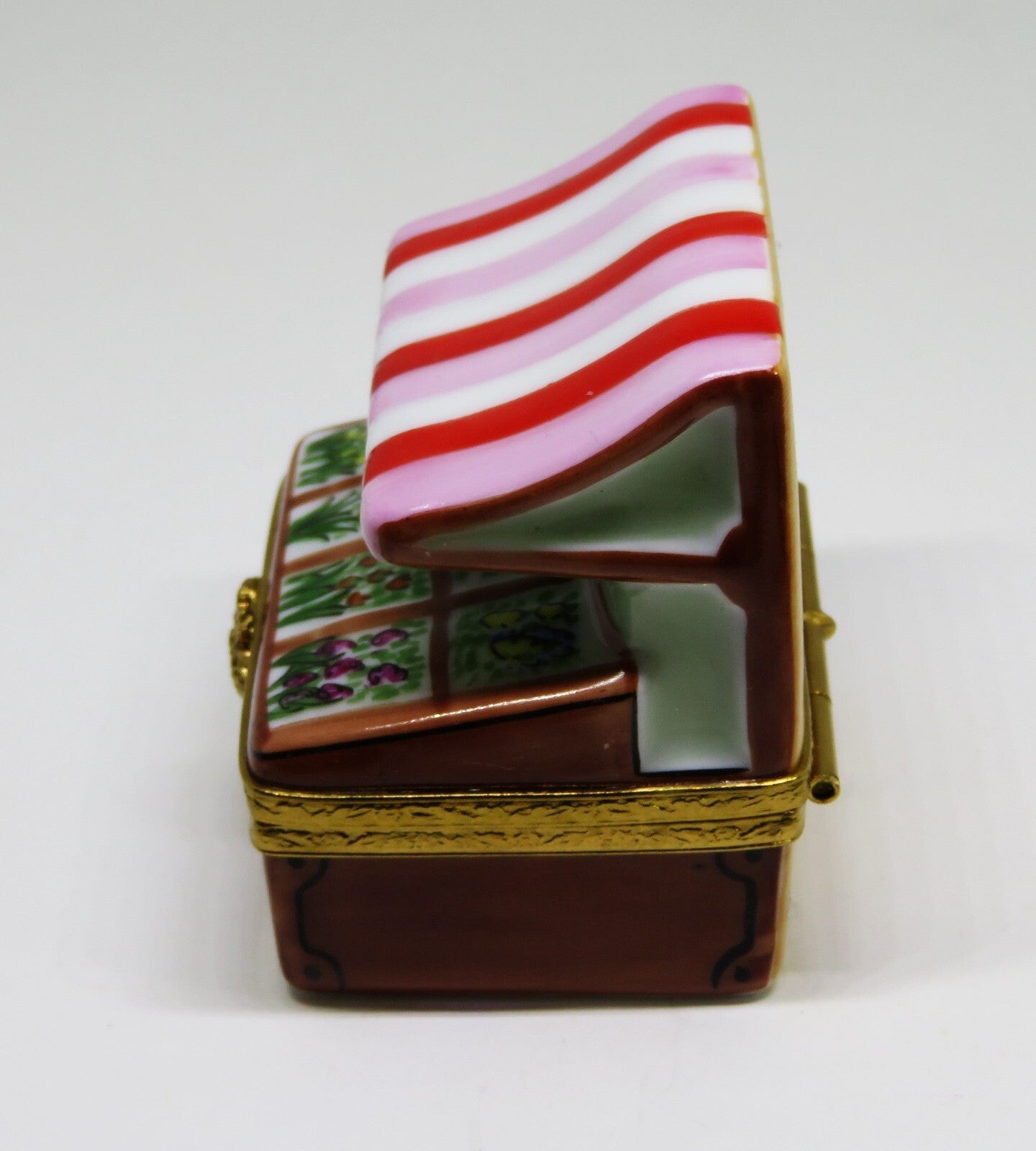 LIMOGES FRANCE BOX- ARTORIA - FLOWER STAND & STRIPED AWNING - ODETTE'S SHOP - LE