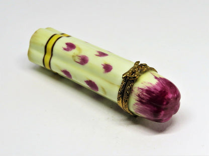 LIMOGES FRANCE BOX - BUNCH OF ASPARAGUS & PURPLE TIPS - VEGETABLES - LE 55/1000
