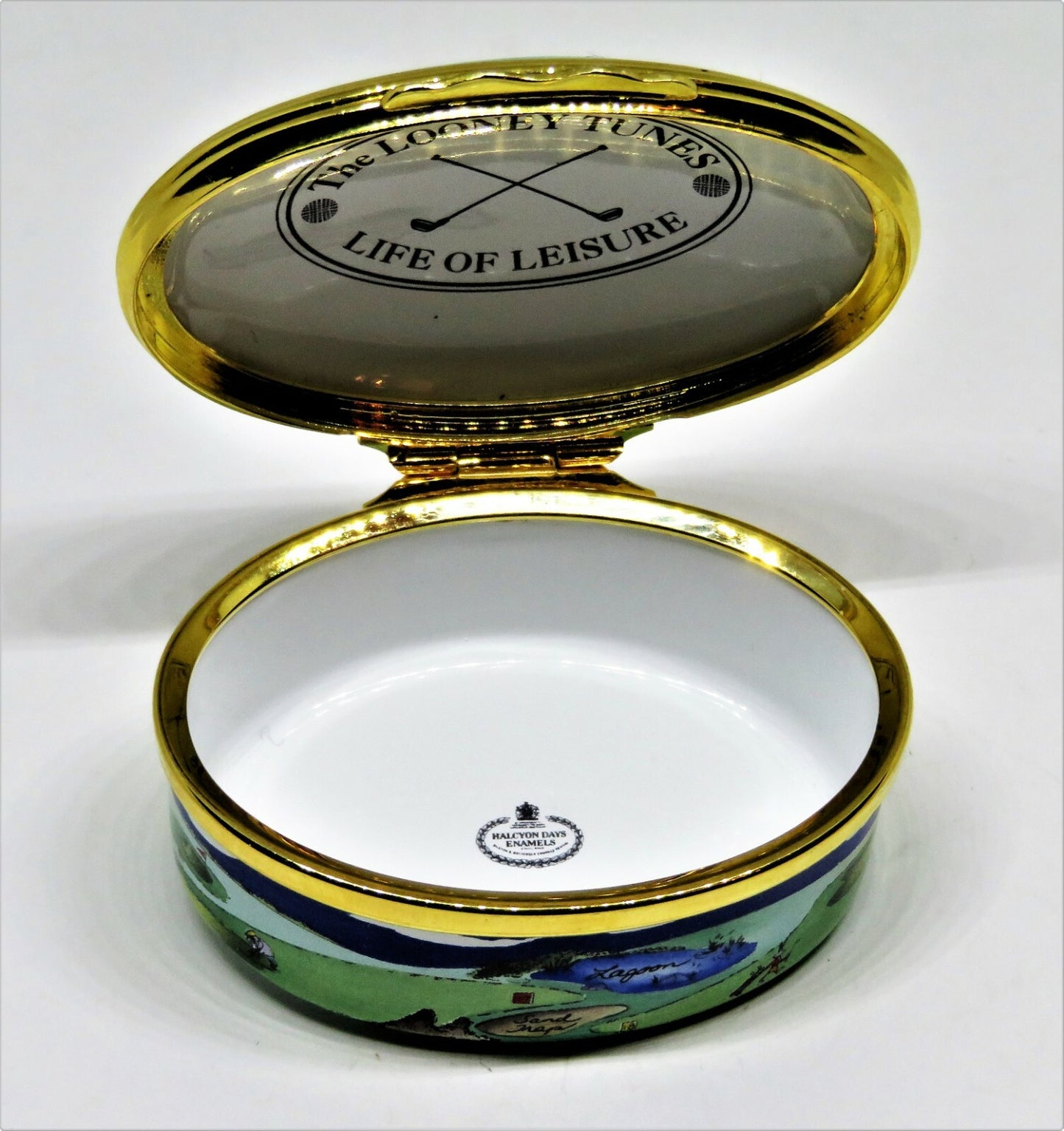 HALCYON DAYS ENAMEL BOX- LOONEY TUNES CARTOON CHARACTERS -WARNER BROTHERS- GOLF