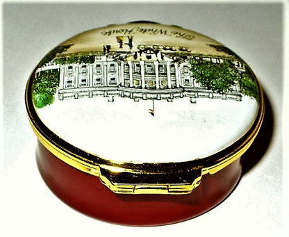 CRUMMLES ENGLISH ENAMEL BOX - THE WHITE HOUSE - U. S. PRESIDENTS - WASHINGTON DC