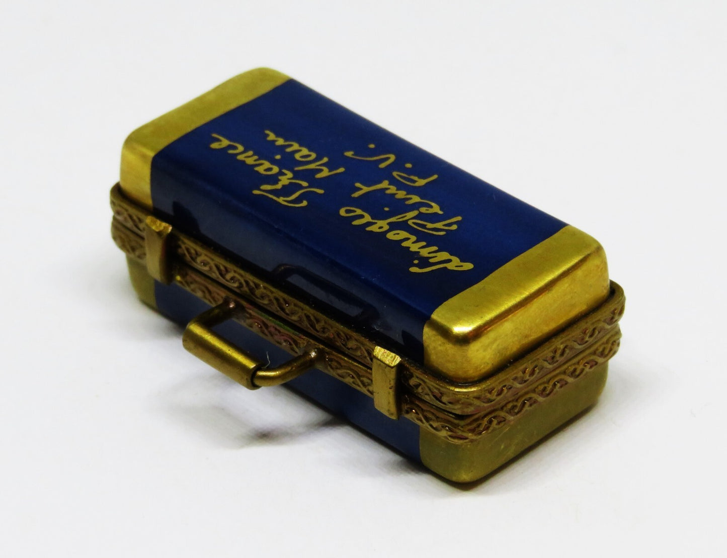 LIMOGES BOX ~PARRY-VIEILLE~ VINTAGE CASE & BLUES HARMONICA ~ MUSICAL INSTRUMENTS
