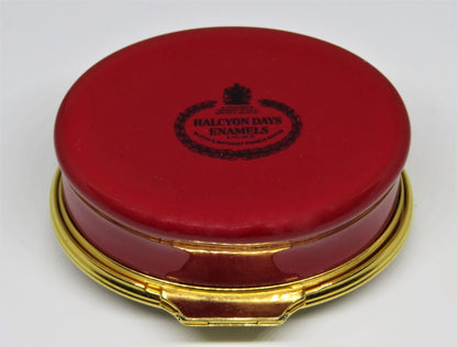 HALCYON DAYS ENAMEL BOX - "SEASONS GREETINGS" - CHRISTMAS WREATH - MISTLETOE