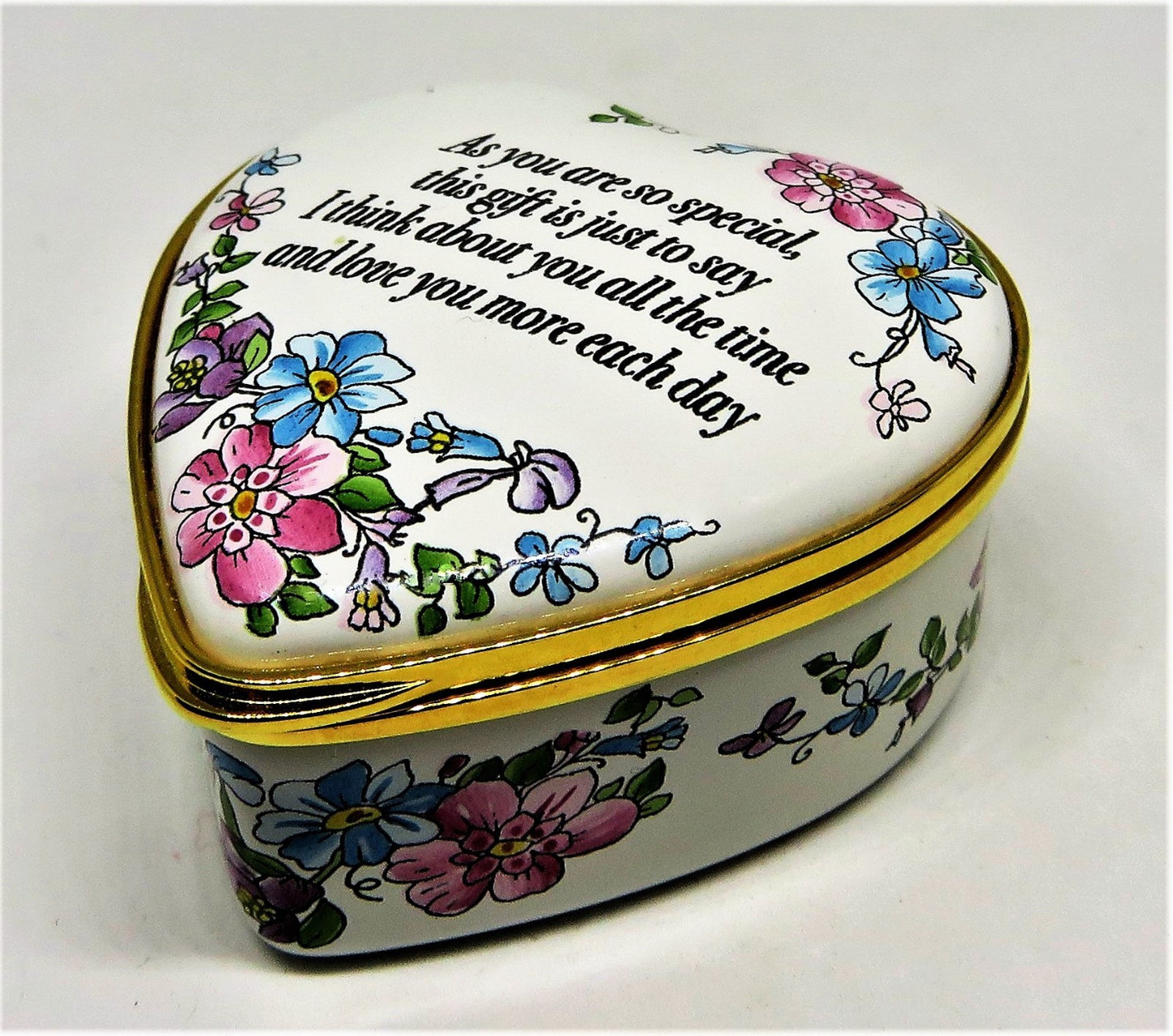 HALCYON DAYS ENAMEL BOX - HEART & FLOWERS -"YOU ARE SO SPECIAL"- ANNIVERSARY