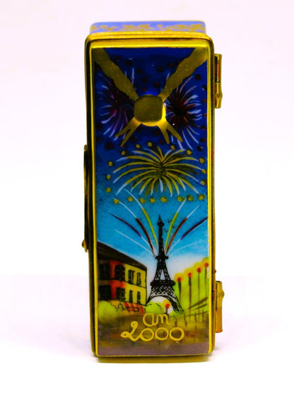 LIMOGES BOX - PV - CHAMPAGNE CASE & BOTTLE -PARIS- EIFFEL TOWER -NEW YEAR'S EVE