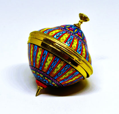 STAFFORDSHIRE ENAMELS BOX - SPINNING TOP -CHILD'S TOY- KALEIDOSCOPE DESIGN - MIB