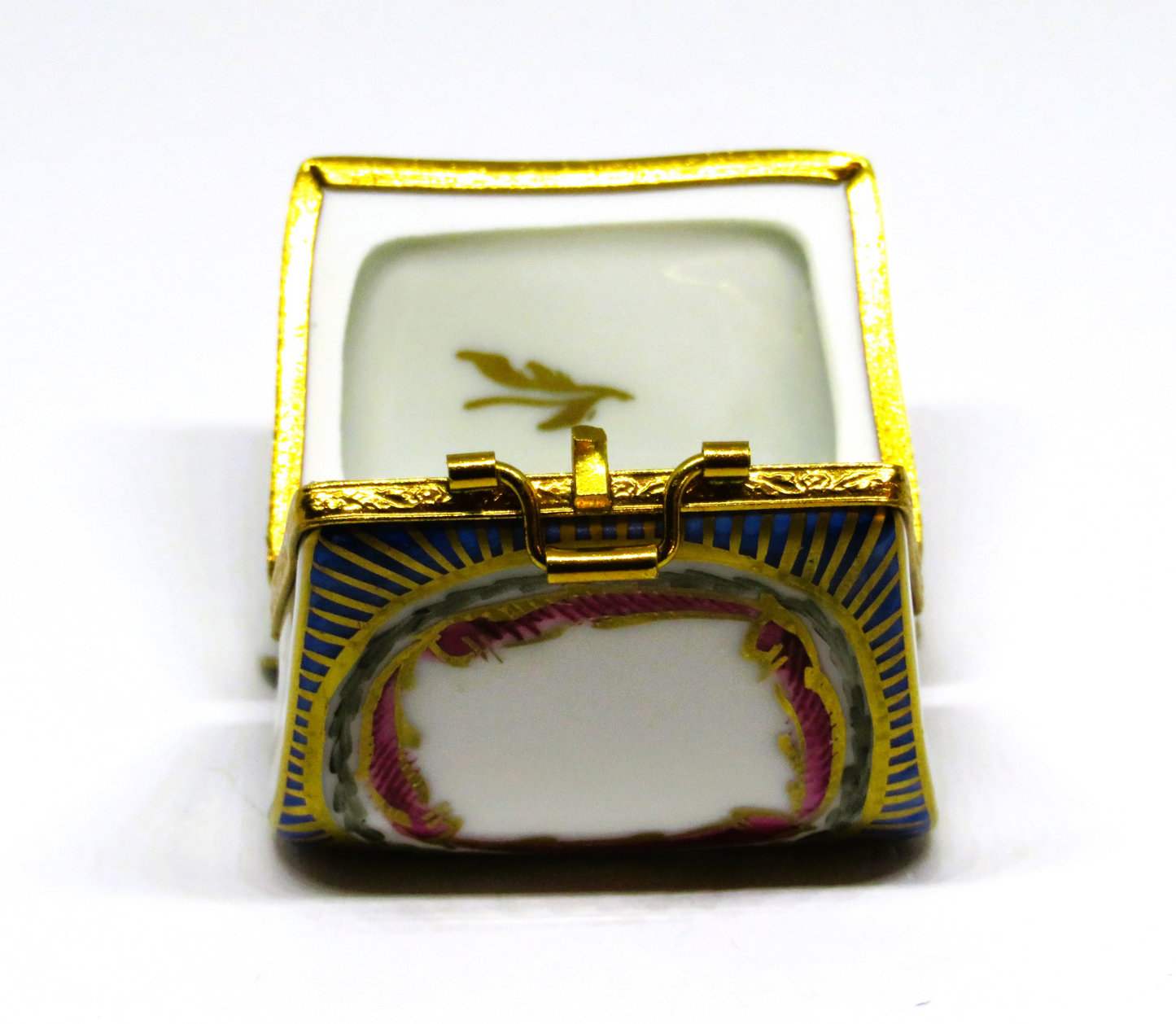 LIMOGES FRANCE BOX - SEVRES STYLE PURSE & HANDLE - FLOWERS - ROSES - HANDBAGS