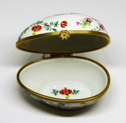 LIMOGES BOX- TIFFANY & CO. PRIVATE STOCK - LE TALLEC - FLORAL EGG -FLOWERS- 1989