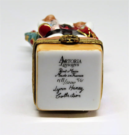 LIMOGES FRANCE BOX - CHRISTMAS - SANTA CLAUS - LYNN HANEY - "REINDEER CROSSING"