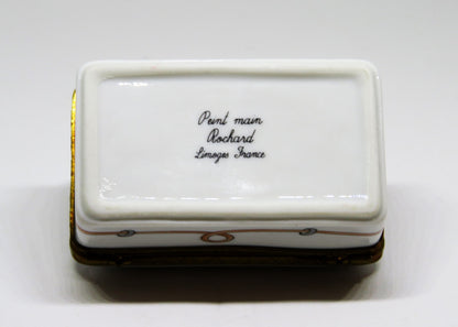 LIMOGES FRANCE BOX - ROCHARD - 3 LITTLE ANGELS - PINK HEARTS - "GOD BLESS YOU!"