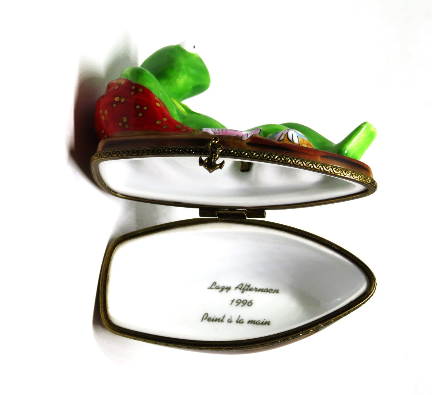 LIMOGES BOX - KERMIT THE FROG FISHING IN A ROWBOAT - MUPPETS - SESAME STREET