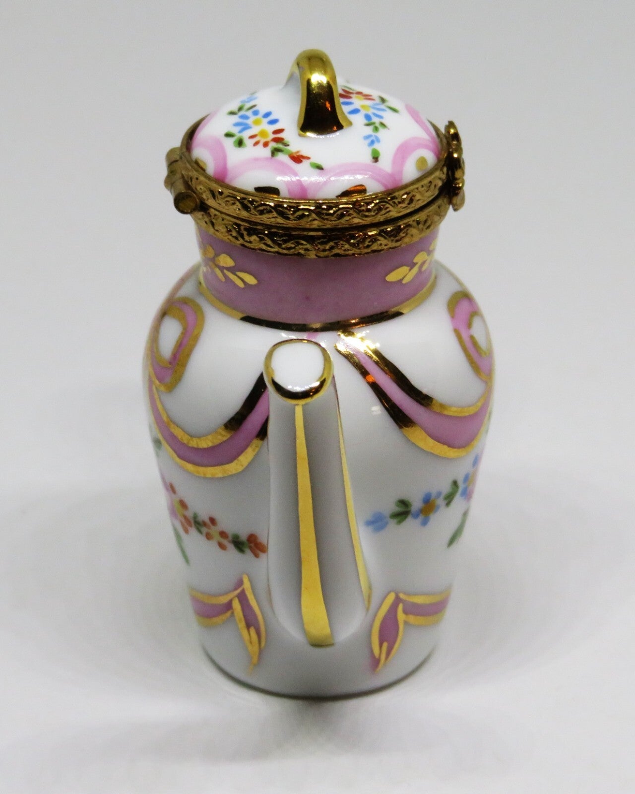 LIMOGES FRANCE BOX ~ ROCHARD ~ FLORAL TEAPOT ~ ROSES ~ TEA POT ~ COFFEE POT