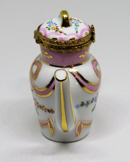 LIMOGES FRANCE BOX ~ ROCHARD ~ FLORAL TEAPOT ~ ROSES ~ TEA POT ~ COFFEE POT