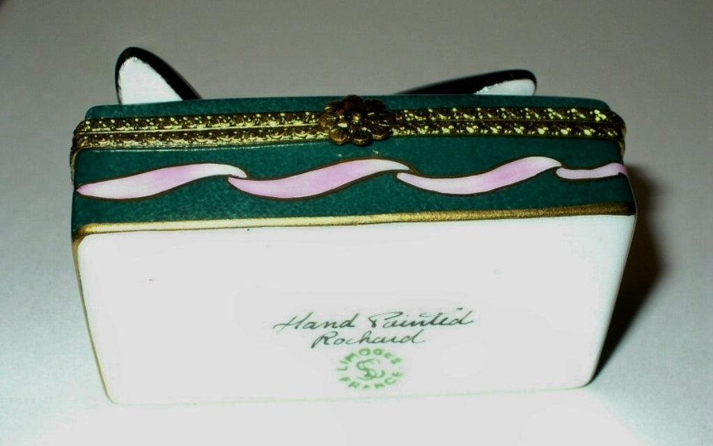 LIMOGES FRANCE BOX ~ ROCHARD ~ FLORAL SHOE BOX & BLACK HEELS ~ SHOES ~ ROSES