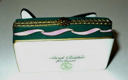 LIMOGES FRANCE BOX ~ ROCHARD ~ FLORAL SHOE BOX & BLACK HEELS ~ SHOES ~ ROSES