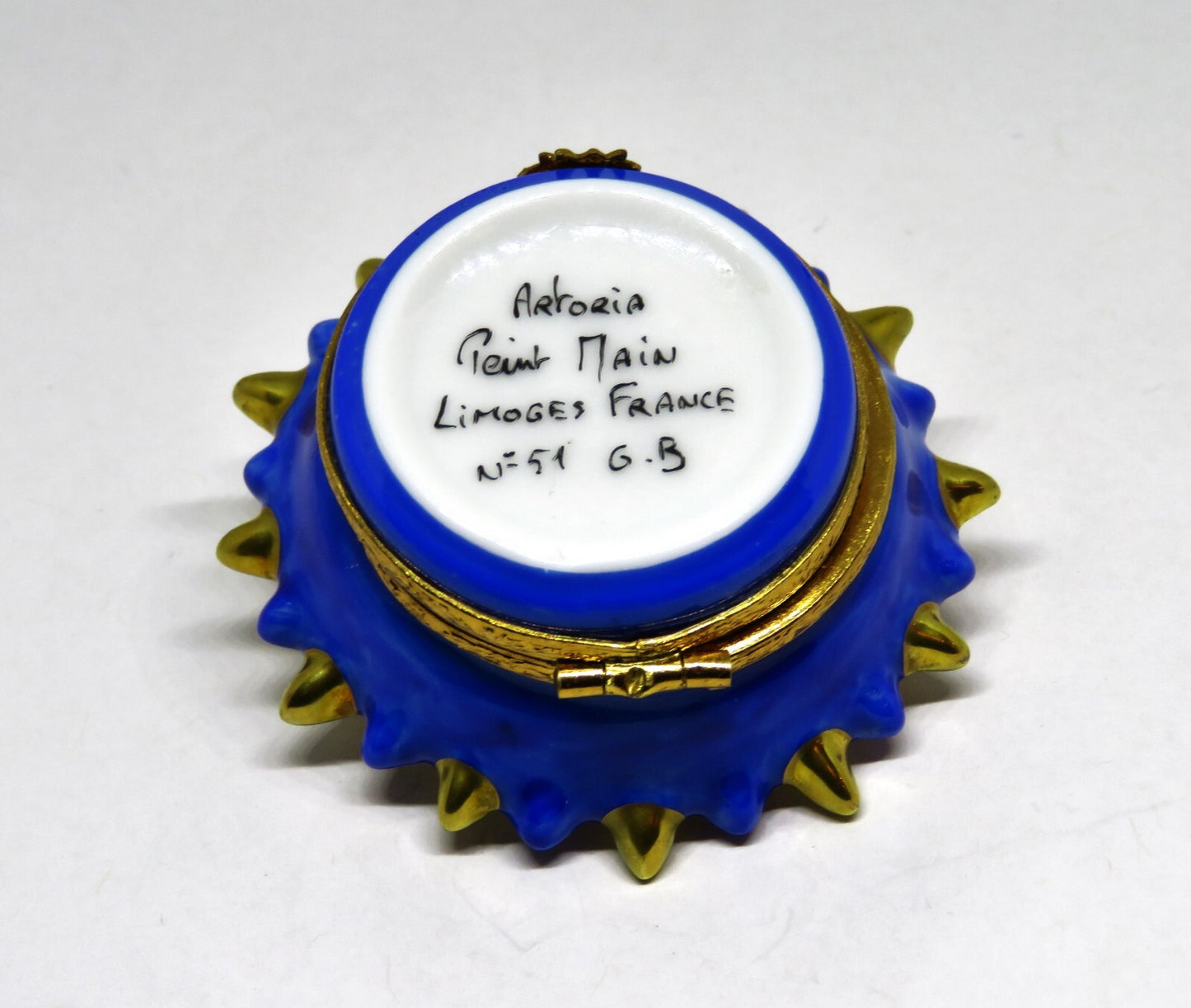 LIMOGES FRANCE BOX - ARTORIA - SUNBURST - SMILING SUN FACE - GOLD RAYS - LE #51