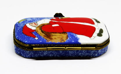 LIMOGES FRANCE BOX - OLD WORLD SANTA CLAUS & CRESCENT MOON - "MERRY CHRISTMAS"