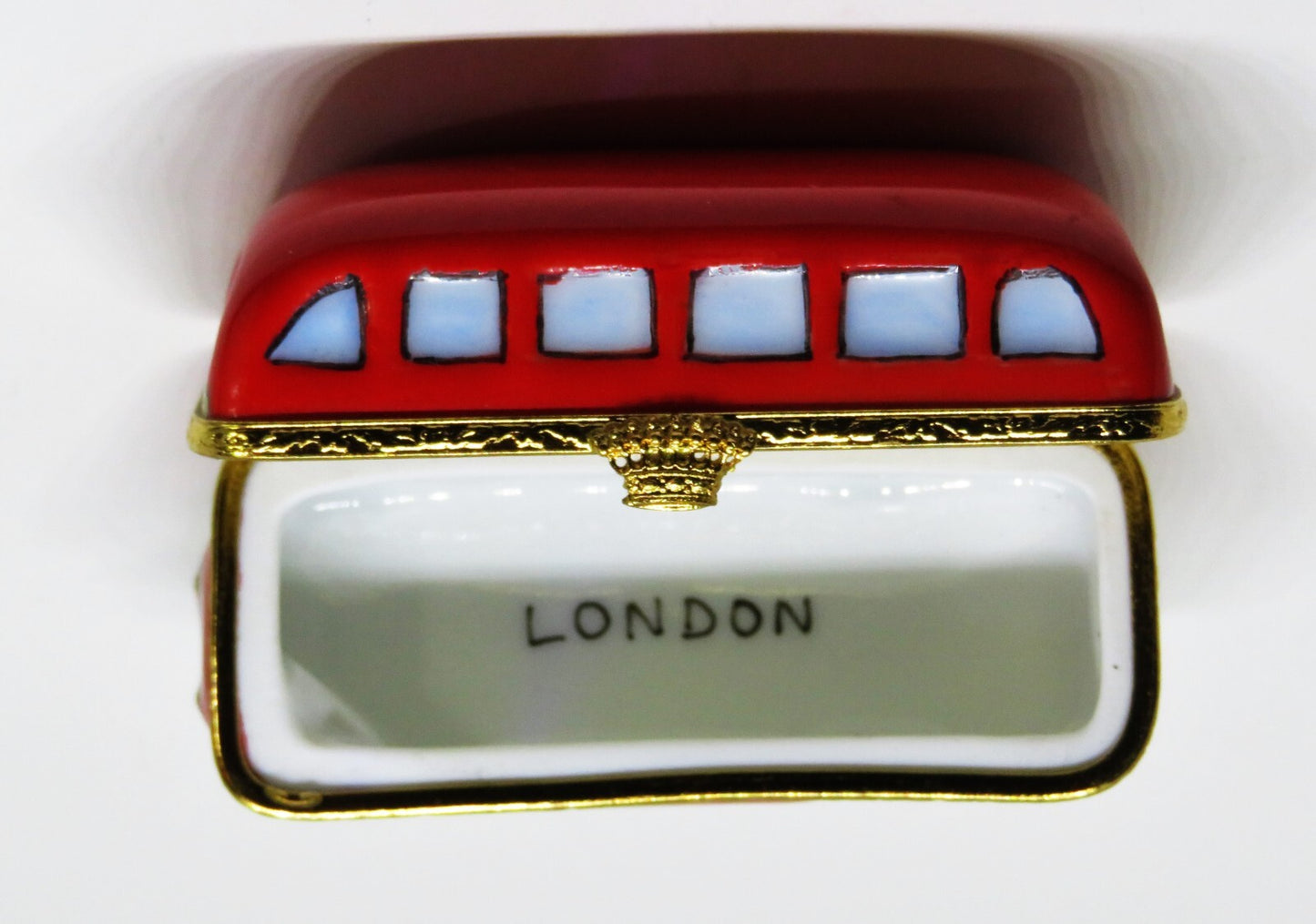 LIMOGES BOX ~ARTORIA~ "LONDON" ~ RED ENGLISH DOUBLE DECKER BUS - CROWN CLASP -LE