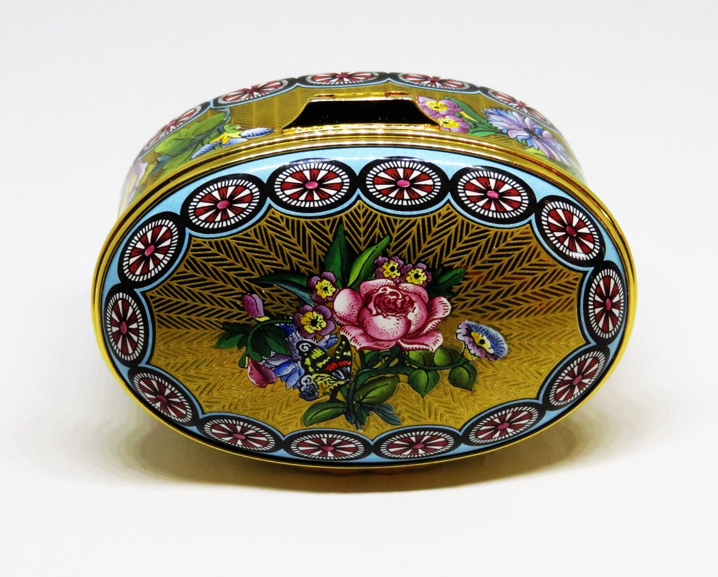 HALCYON DAYS ENGLISH ENAMEL BOX - GOLD PARIS SNUFF BOX - CIRCA 1750 - FLOWERS
