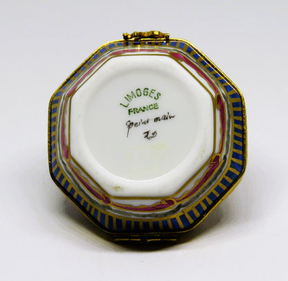 LIMOGES FRANCE BOX- UNUSUAL 8 SIDED FLORAL PYRAMID -SEVRES STYLE- FLOWERS -ROSES