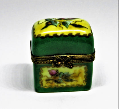LIMOGES FRANCE BOX -CHAMART- FLORAL CHEST & 2 PERFUME BOTTLES -FLOWERS- ROSEBUDS