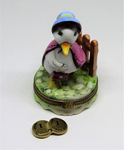 LIMOGES FRANCE BOX -PARRY-VIEILLE- JEMIMA PUDDLEDUCK & 3D FENCE - BEATRIX POTTER