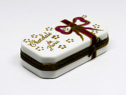 LIMOGES GIFT BOX & CHOCOLATS DE PARIS CANDY TRUFFLES ~ BOW ~ ANNIVERSARY