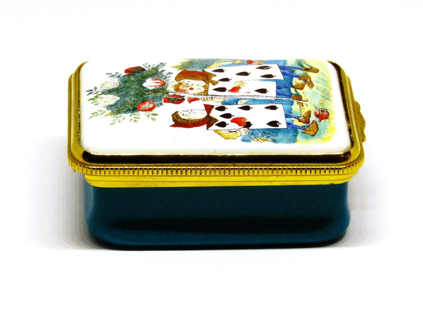 HALCYON DAYS ENAMEL BOX- ALICE IN WONDERLAND -PAINTING THE QUEEN'S ROSES RED- LE