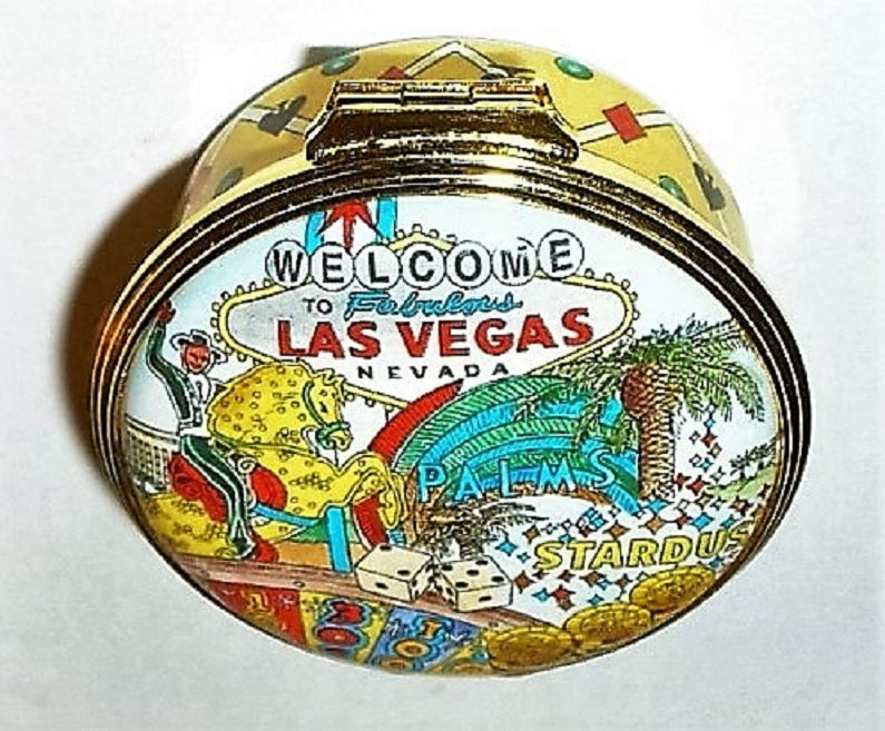 HALCYON DAYS ENAMEL BOX - LAS VEGAS - CASINOS & HOTELS - GAMING - GAMBLING - MIB